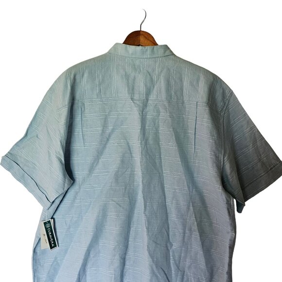 Cubavera Button Up Shirt Men's Size XXL Blue Short Sleeve Linen Blend NWT - Picture 11 of 12